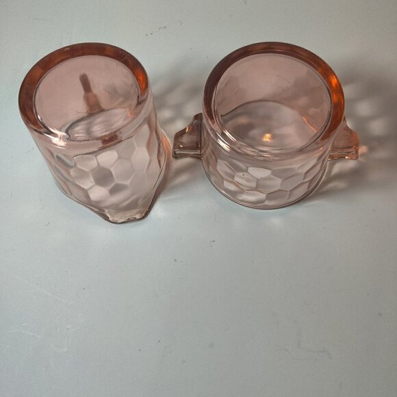 Depression glass pink creamer and sugar. Ice cube design in excellent condition. - Picture 4 of 4